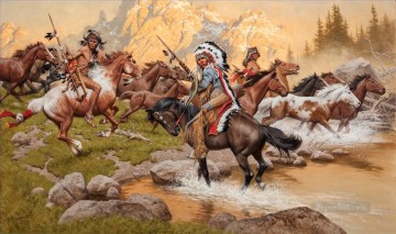 stolen ponies west America Oil Paintings